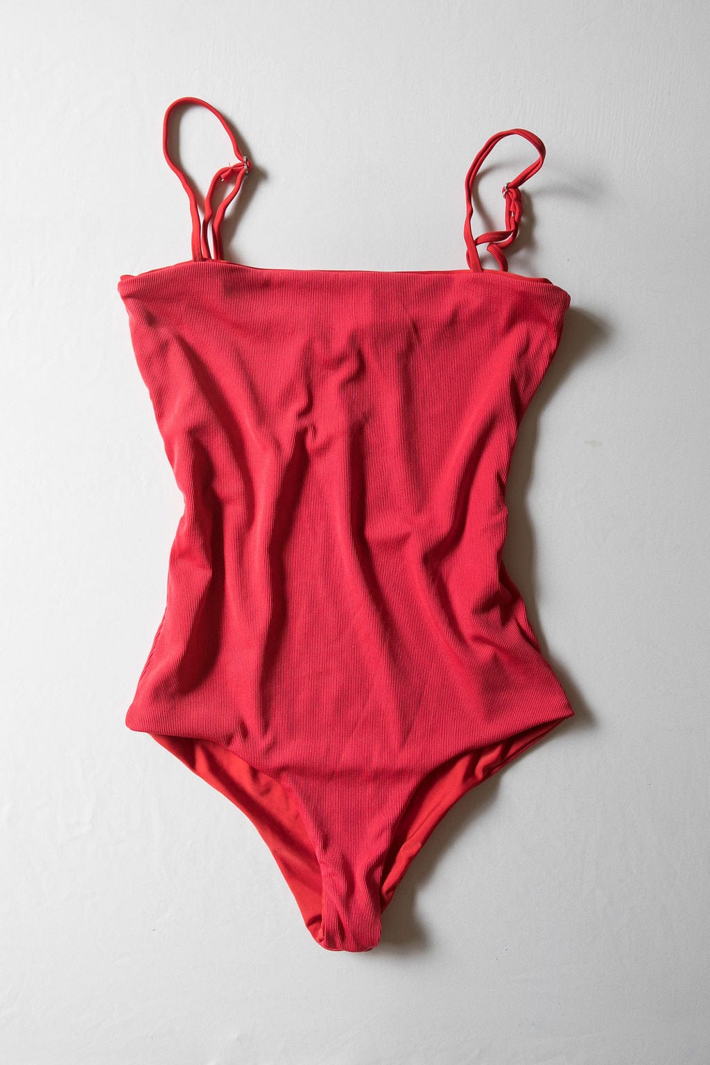 Women's Strappy One Piece in Red Ribbed - OF ONE SEA