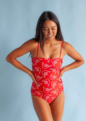 Women's Strappy One Piece in Red Shaka