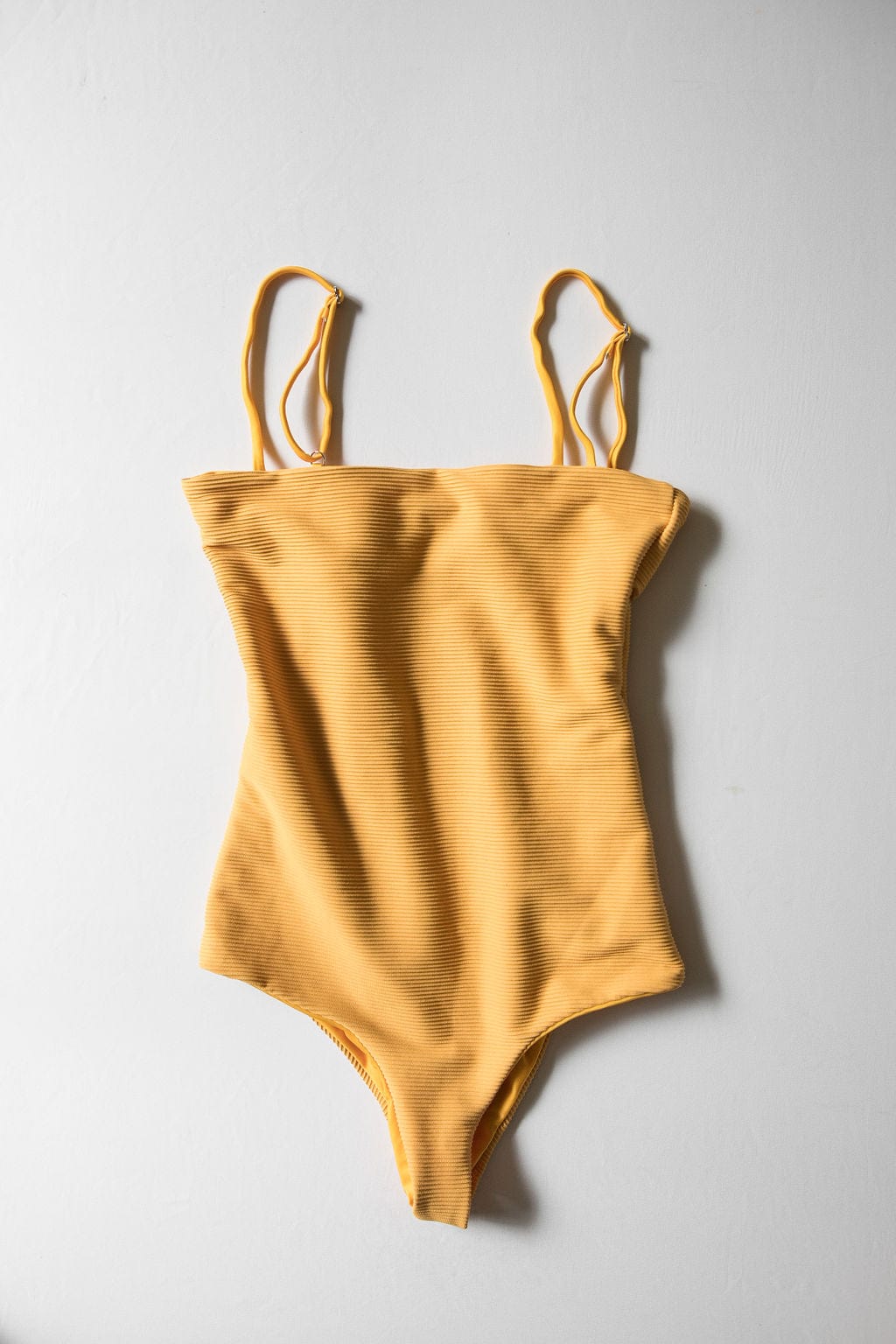 Women's Strappy One Piece in Yellow Ribbed - OF ONE SEA