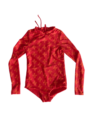 Women's Long Sleeve Zip Up in Red Breadfruit Bandana