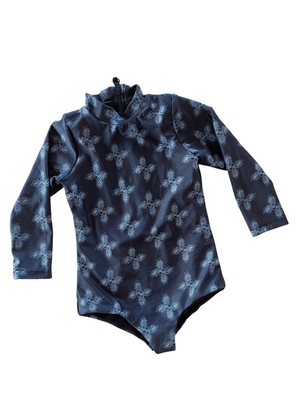 Girl's Long Sleeve Zip Up in Black Breadfruit Bandana