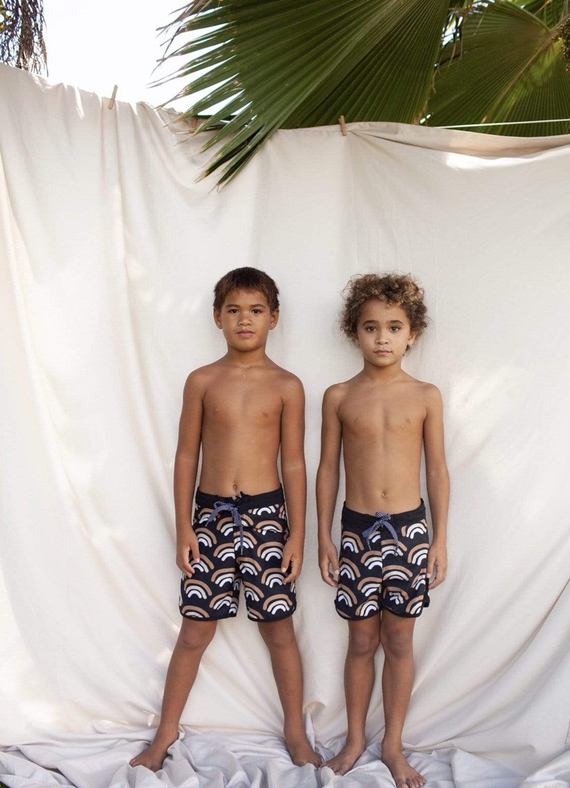 Kid’s Retro Boardshorts in Lava Rainbow