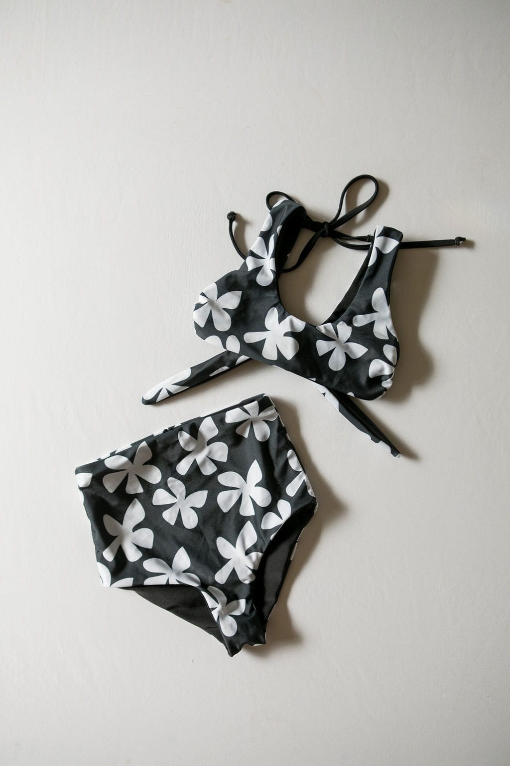 Girl's Bikini Separates in Black Plumeria