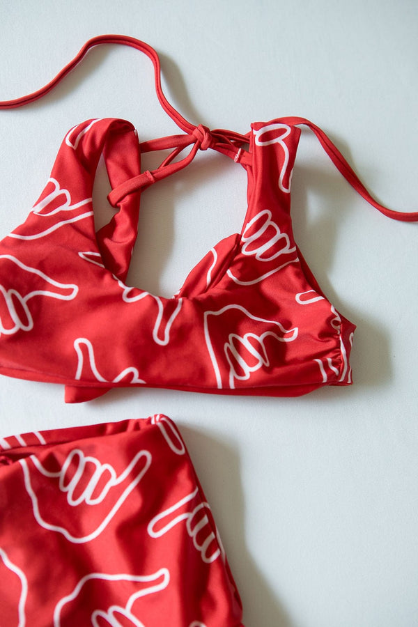 Girl's Bikini Separates in Red Shaka OF ONE SEA
