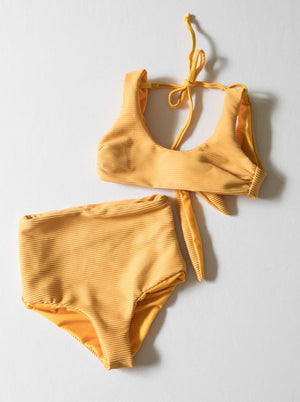 Girl's Bikini Separates in Yellow Ribbed
