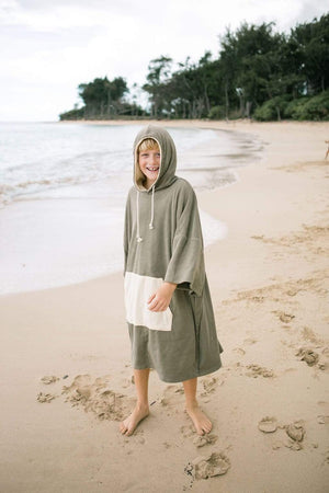 Kid’s Hooded Poncho Towel in Creamy Green