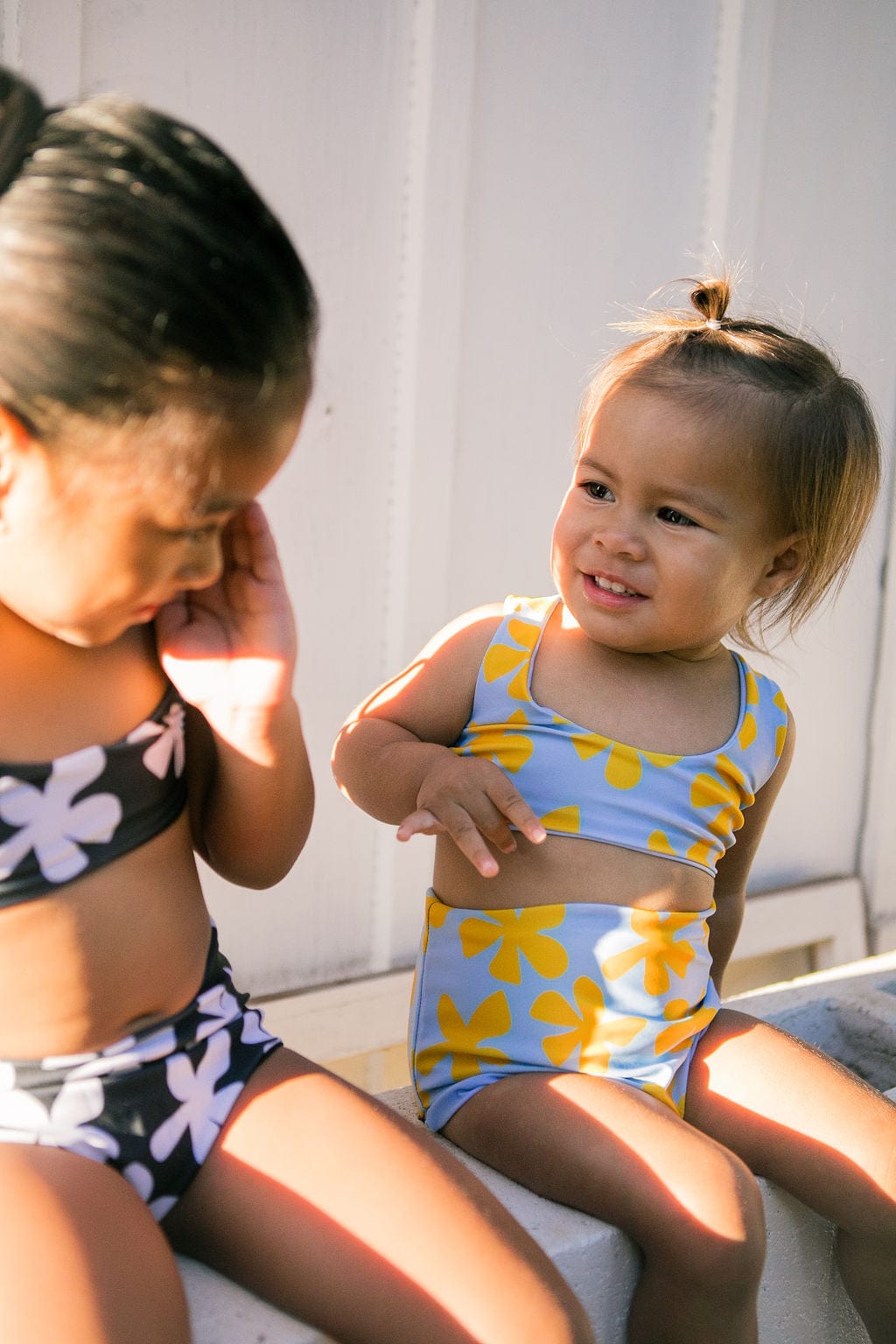 Girl's Bikini Separates in Light Blue Plumeria