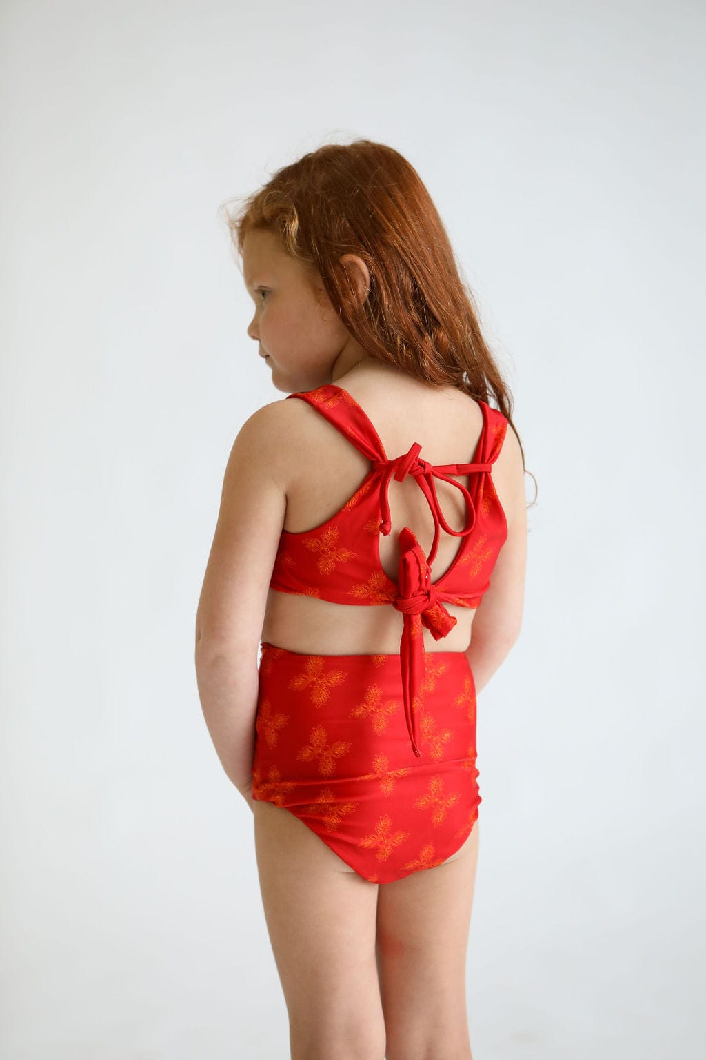 Girl's Bikini Separates in Red Breadfruit Bandana