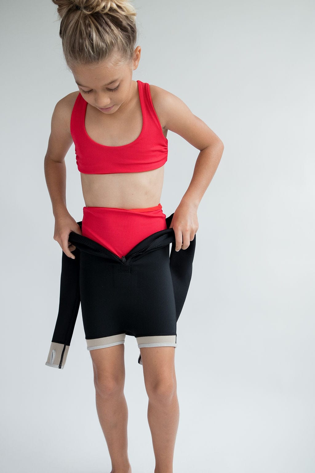 Girl's Bikini Separates in Red Ribbed