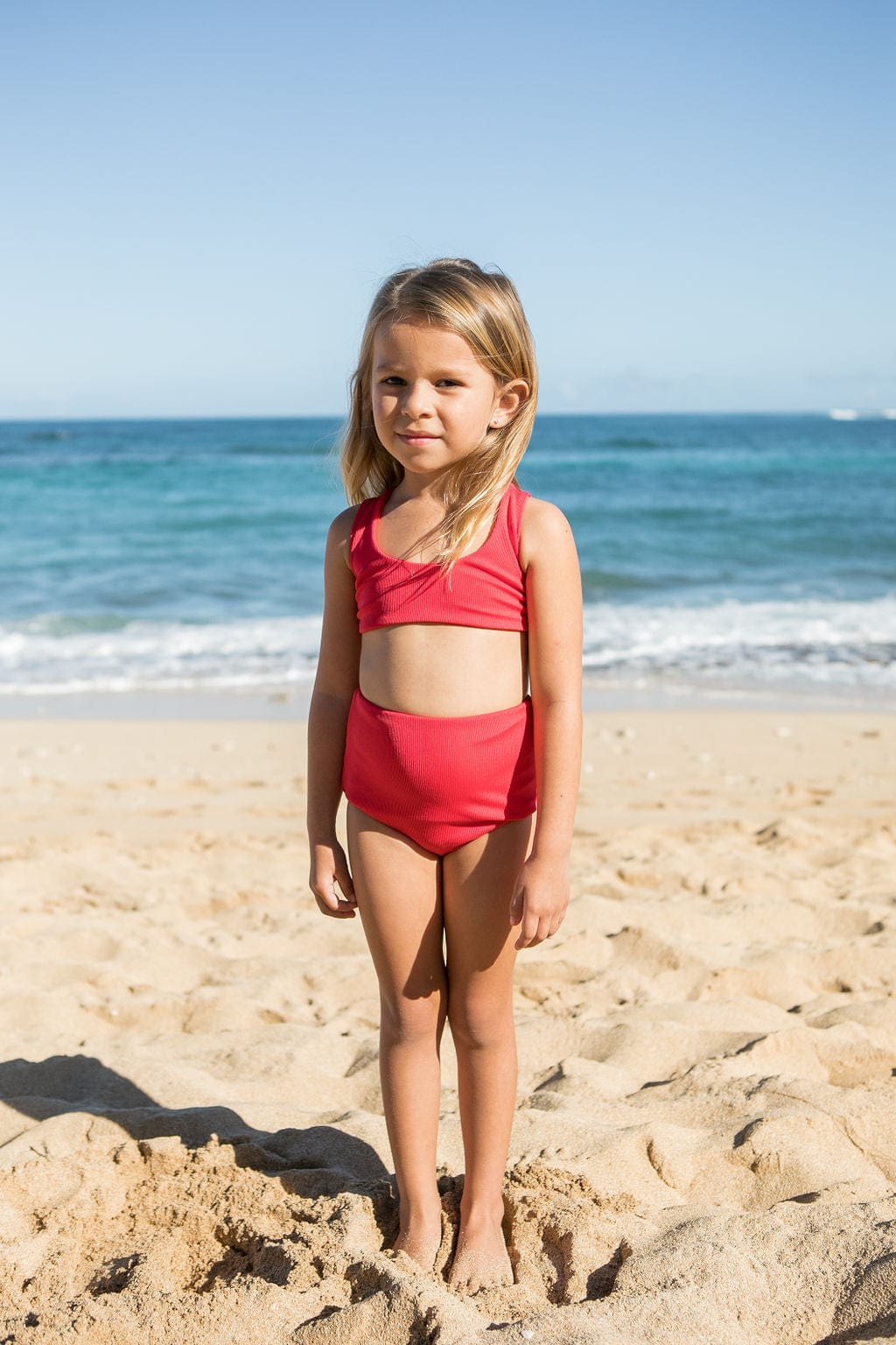 Girl's Bikini Separates in Red Ribbed