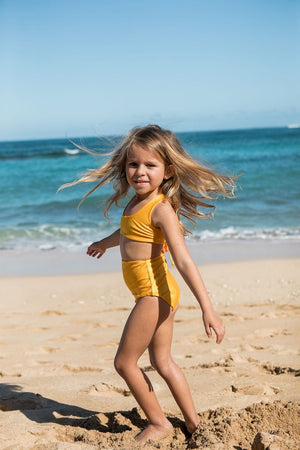 Girl's Bikini Separates in Yellow Ohia Print - OF ONE SEA
