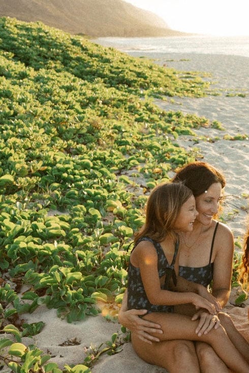 Girl's Cutout One Piece in Black Breadfruit Bandana