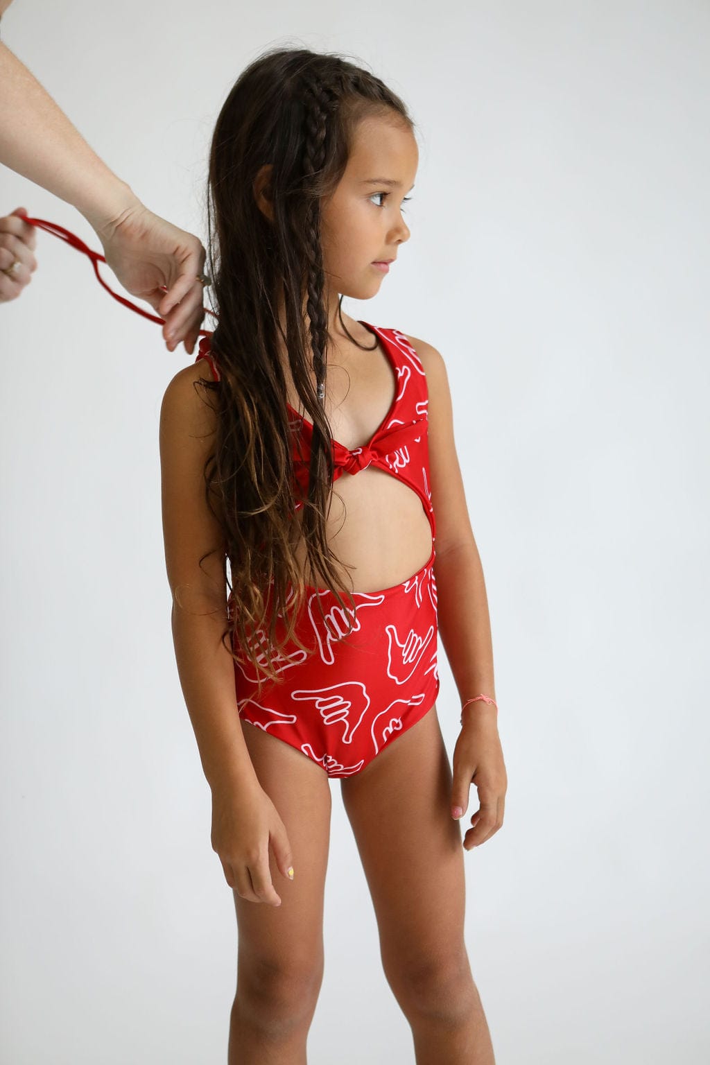 Girl's Cutout One Piece in Red Shaka OF ONE SEA - Main Image