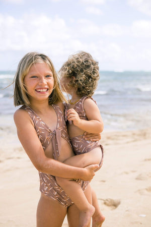 Girl's Cutout One Piece in Torch Ginger Red Dirt