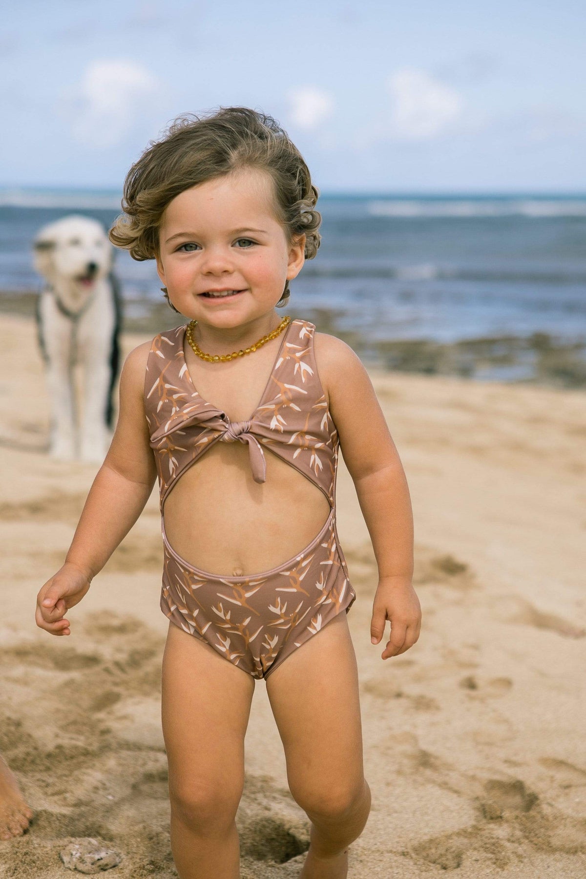 Girl's Cutout One Piece in Torch Ginger Red Dirt