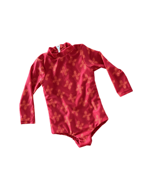 Girl's Long Sleeve Zip Up in Red Breadfruit Bandana