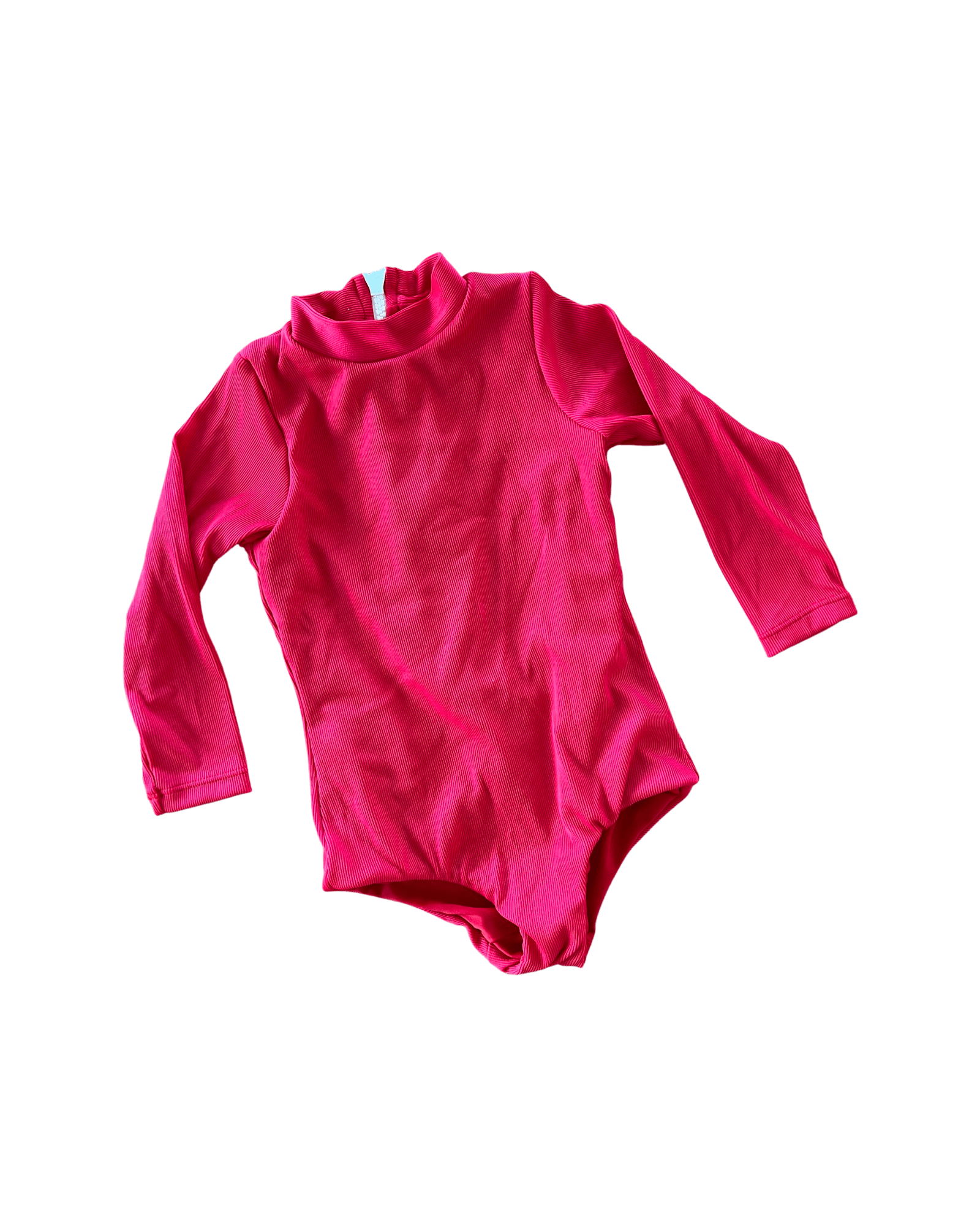 Girl's Long Sleeve Zip Up in Red Ribbed