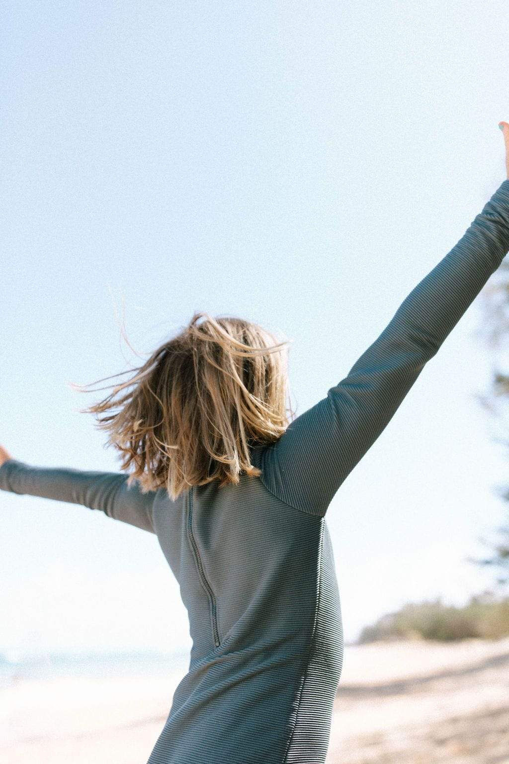 Girl's Long Sleeve Zip Up in Steel Blue Ribbed