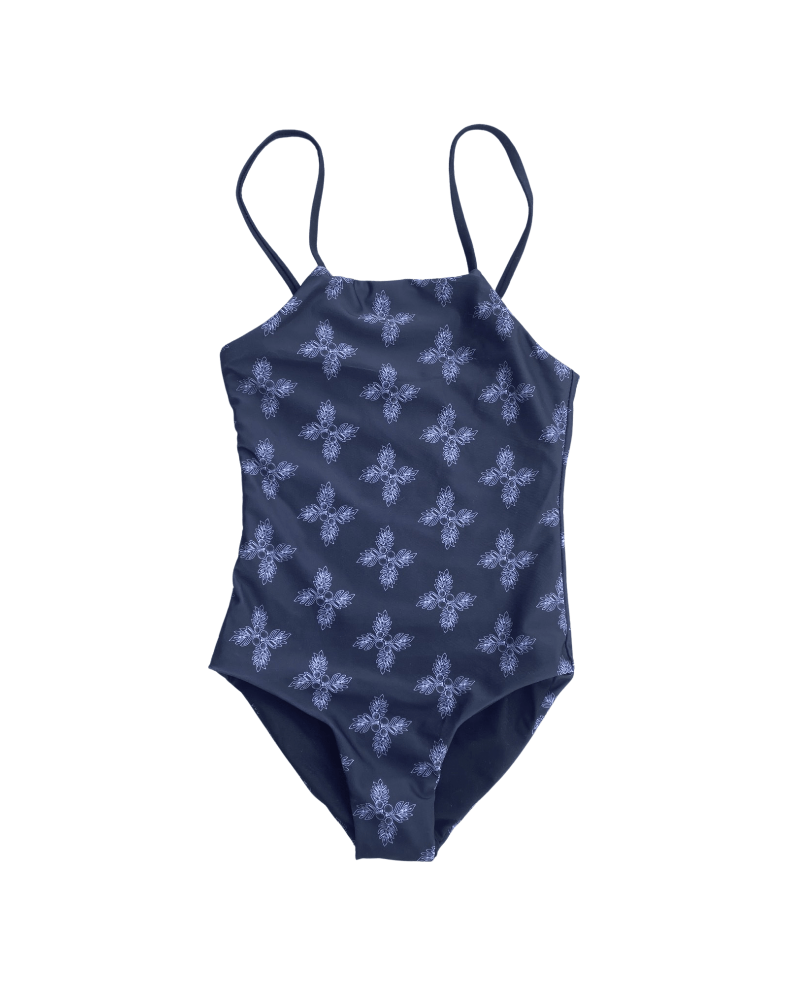 Girl's Strappy One Piece in Black Breadfruit Bandana