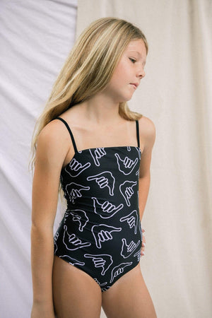 Girl's Strappy One Piece in Black Shaka