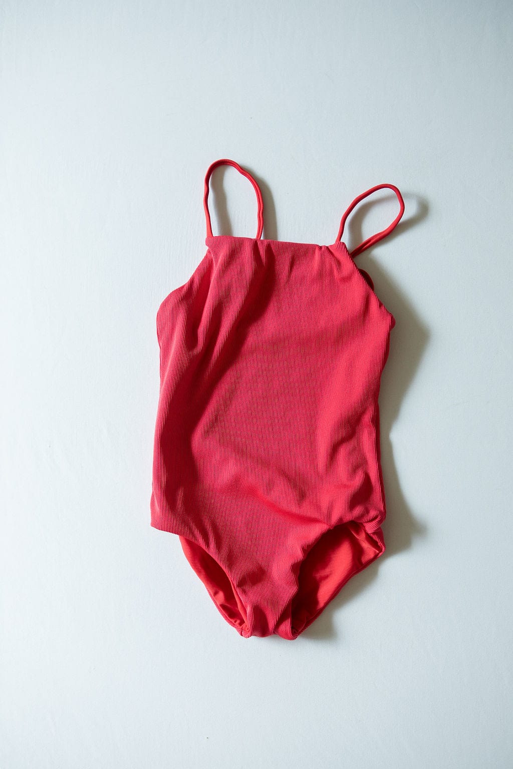 Girl's Strappy One Piece in Red Ribbed