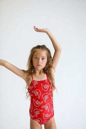 Girl's Strappy One Piece in Red Shaka