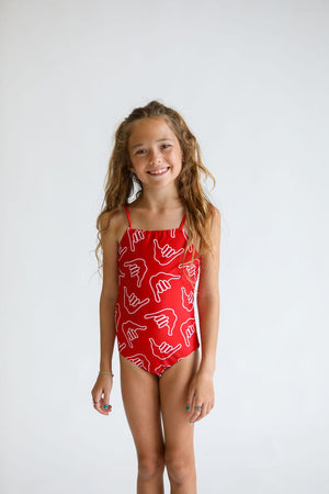 Girl's Strappy One Piece in Red Shaka