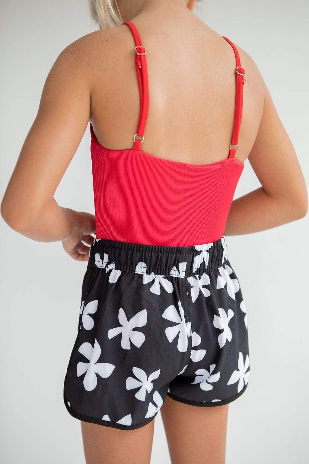 Kid’s Boardie Watershorts in Black Plumeria