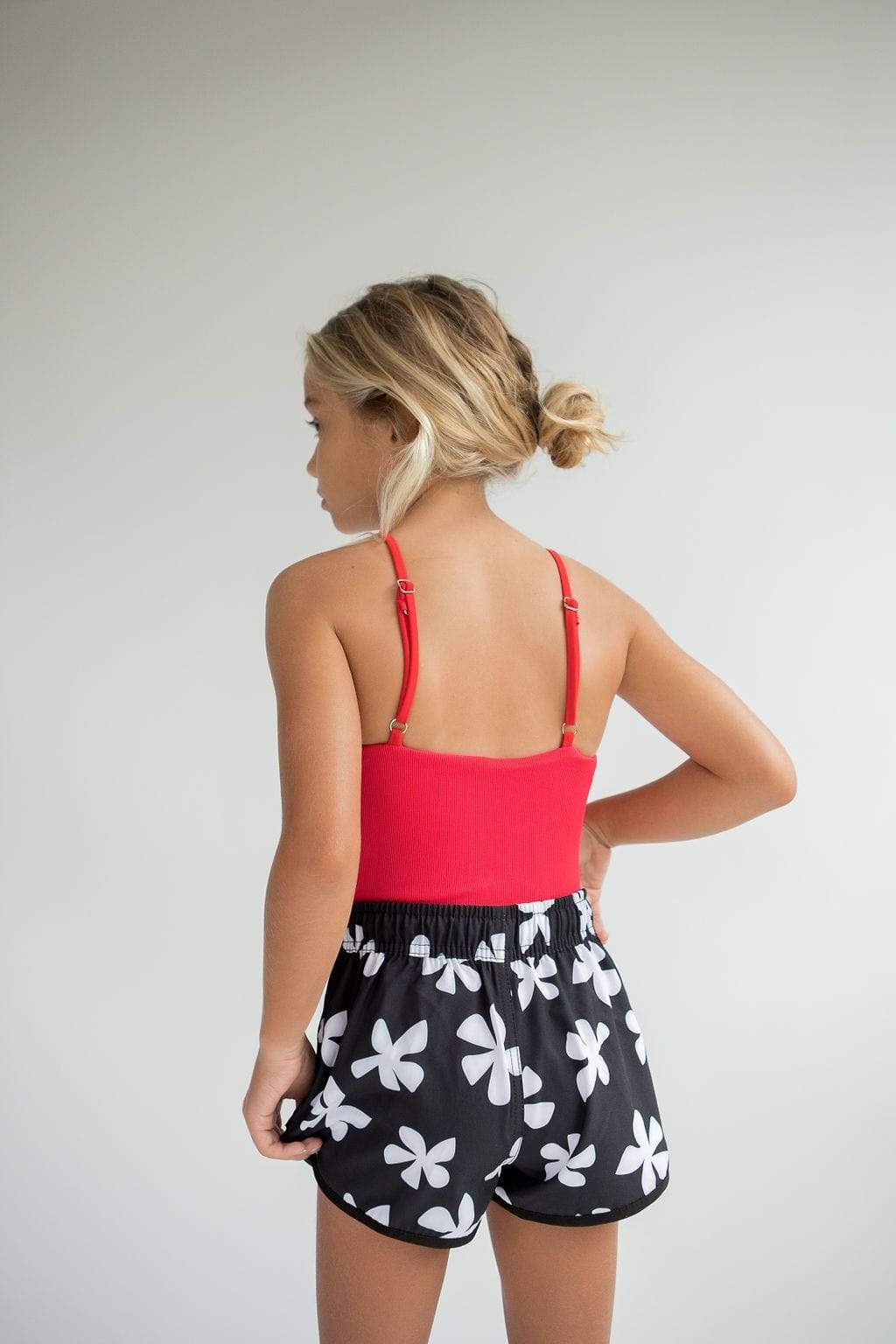 Kid’s Boardie Watershorts in Black Plumeria