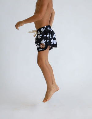 Kid’s Boardie Watershorts in Black Plumeria