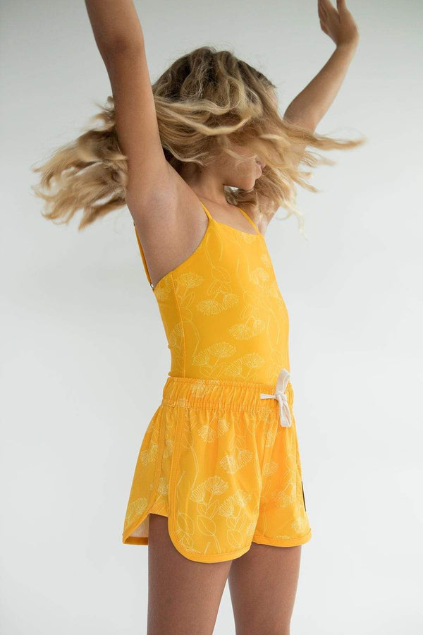 Soleil Yellow Panelled Boardie main image 1
