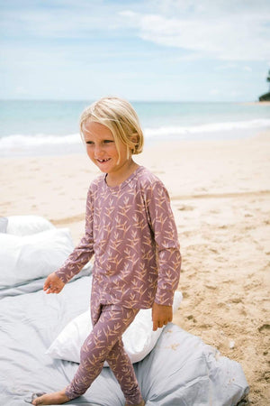 Kid’s Long Sleeve Pajama Set in Torch Ginger Dusty Mauve