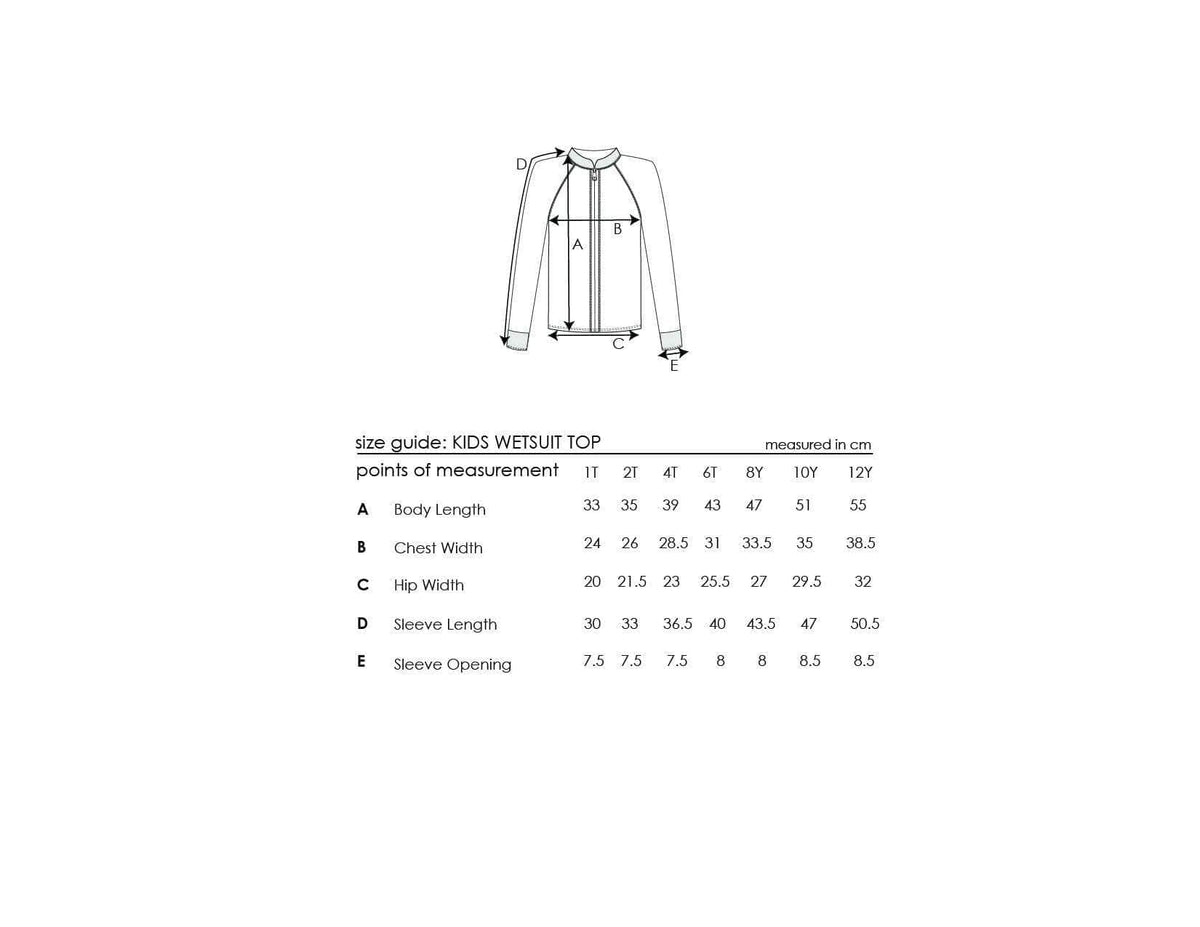 Kid's Natural Rubber Wetsuit in Long Sleeve Top