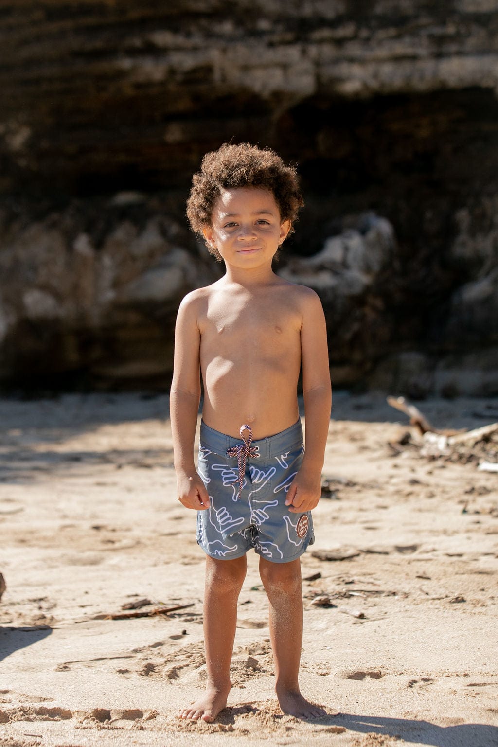 Kid’s Retro Boardshorts in Slate Gray Shaka