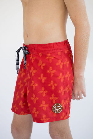 Kid’s Townshorts in Red Breadfruit Bandana