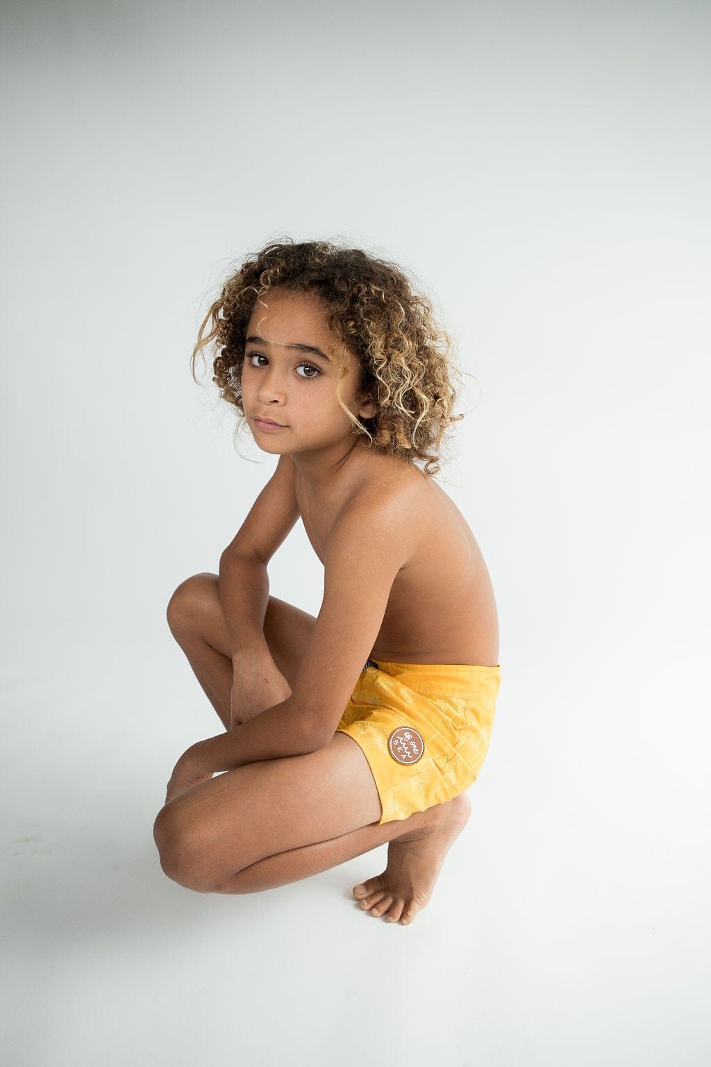 WDS （BE YOUTH TOWN）Beach Shorts M Yellow Kid's Townshorts in Yellow Ohia Print - OF ONE SEA