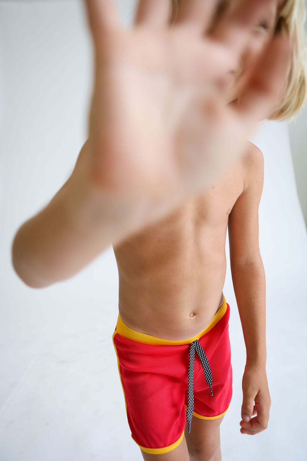 Toddler Soft Short for Swim in Red Ribbed